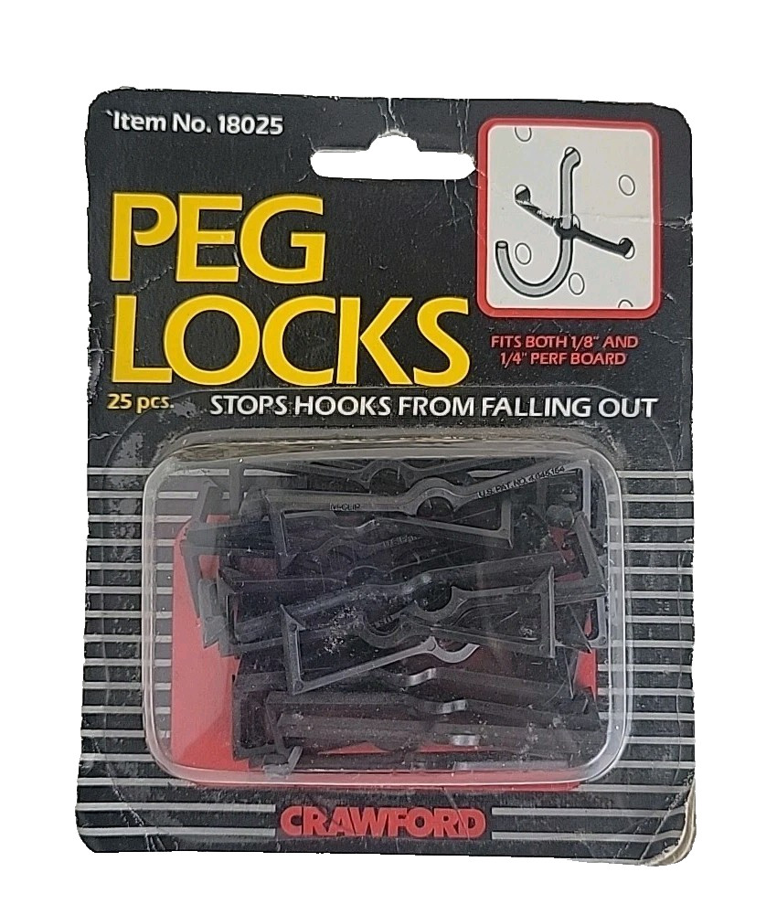 Crawford®	Peg Locks M-Clips® (fits ⅛" & ¼" Perf Board) - 25 pcs - NEW
