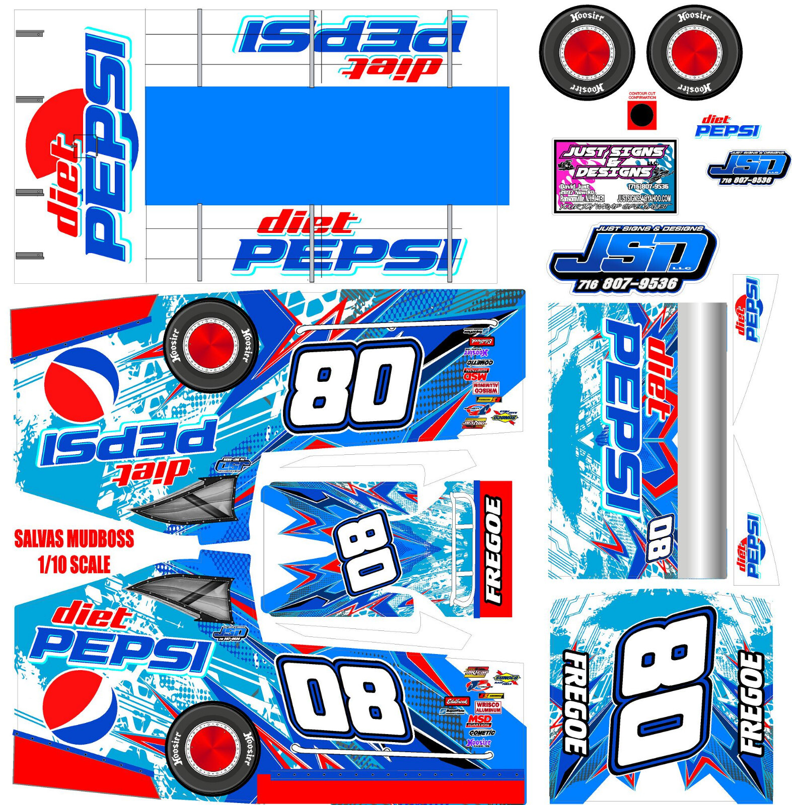 SALVAS MUDBOSS TRAXXAS SLASH DIET PEPSI  THEME WRAP KIT 1X10