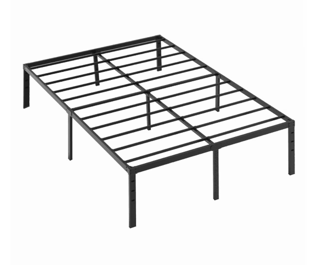 Alvantor Queen Metal Platform Bed Frame 14-Inch Black Steel Slat Support