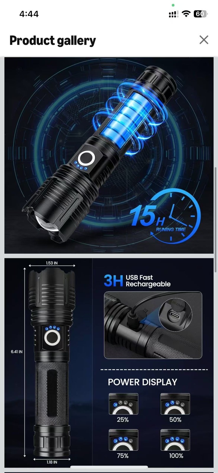 4 Pack Adjustable LED Flashlight Rechargeable Super Bright 99000LM