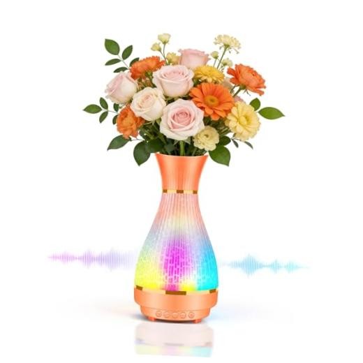 3-in-1 Vase Bluetooth Speaker with Ambient Light & White Noise, 8H Orange