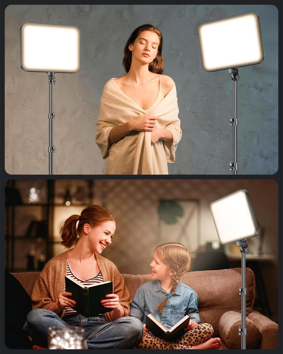 12'' Adjustable LED Studio Lights with Tripod for Professional Photography