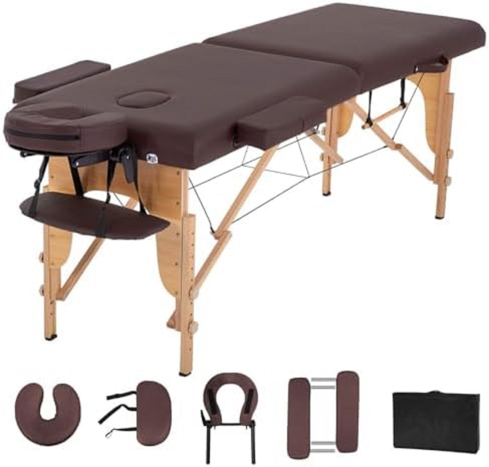 Massage Table 24 Inch Wide Folding Portable Spa Bed Brown BestMassage Adjustable