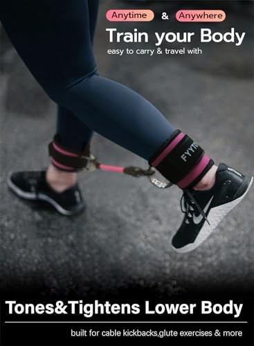 Women Workout for Home Gym, Glutes Pink Ankle Resistance Bands with Cuffs