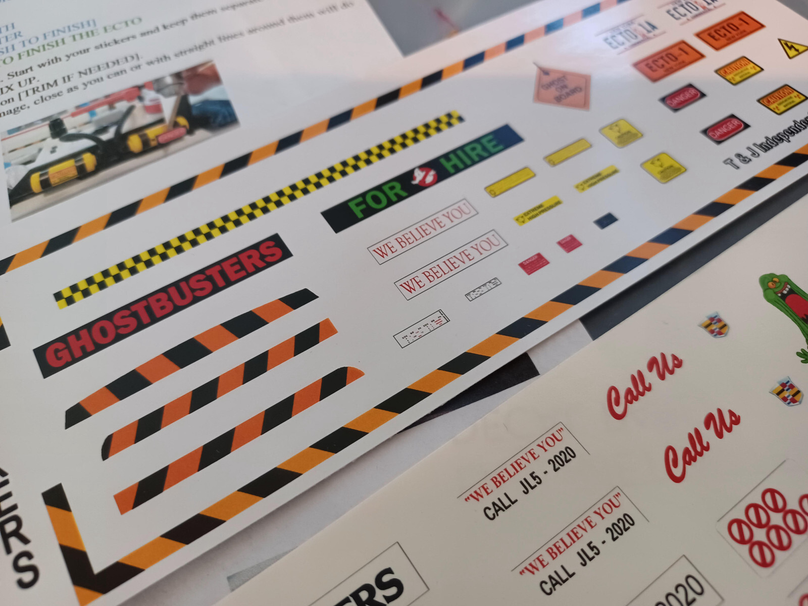 Ghostbusters Playmobil, Ecto-1 custom made replacement stickers and water slides