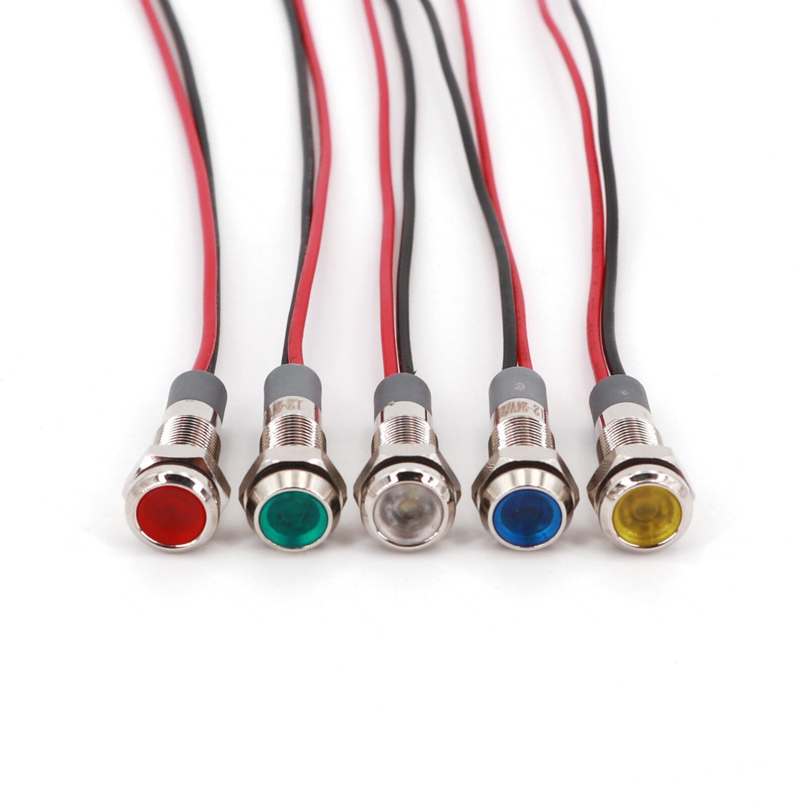 5Pcs 6mm Metal Waterproof 12-24VDC Mini LED Signal Indicator Light With Wire