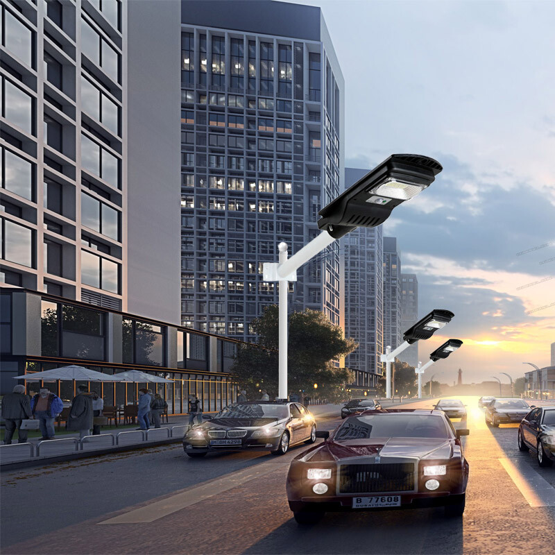 150-600LED Solar Street Light Cool White with Pole Remote Control for Highway