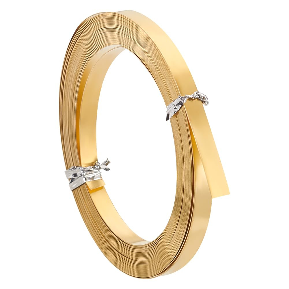 19.69 Ft Brass Flat Bezel Wire, 5Mm/0.2 Inch Wide Golden Flat Brass Strip, Jewel