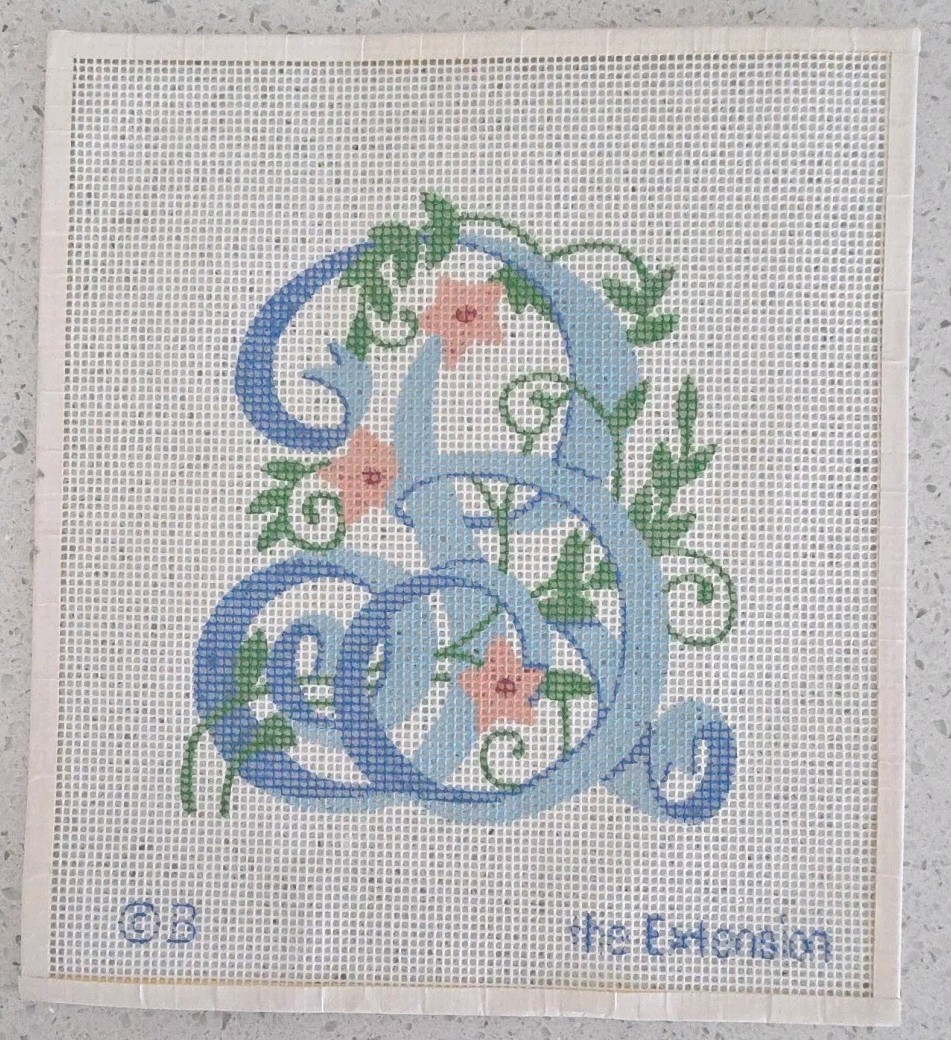 The Extension Blue Letter 'B' Needlework Canvas Mono Weave Alphabet Floral