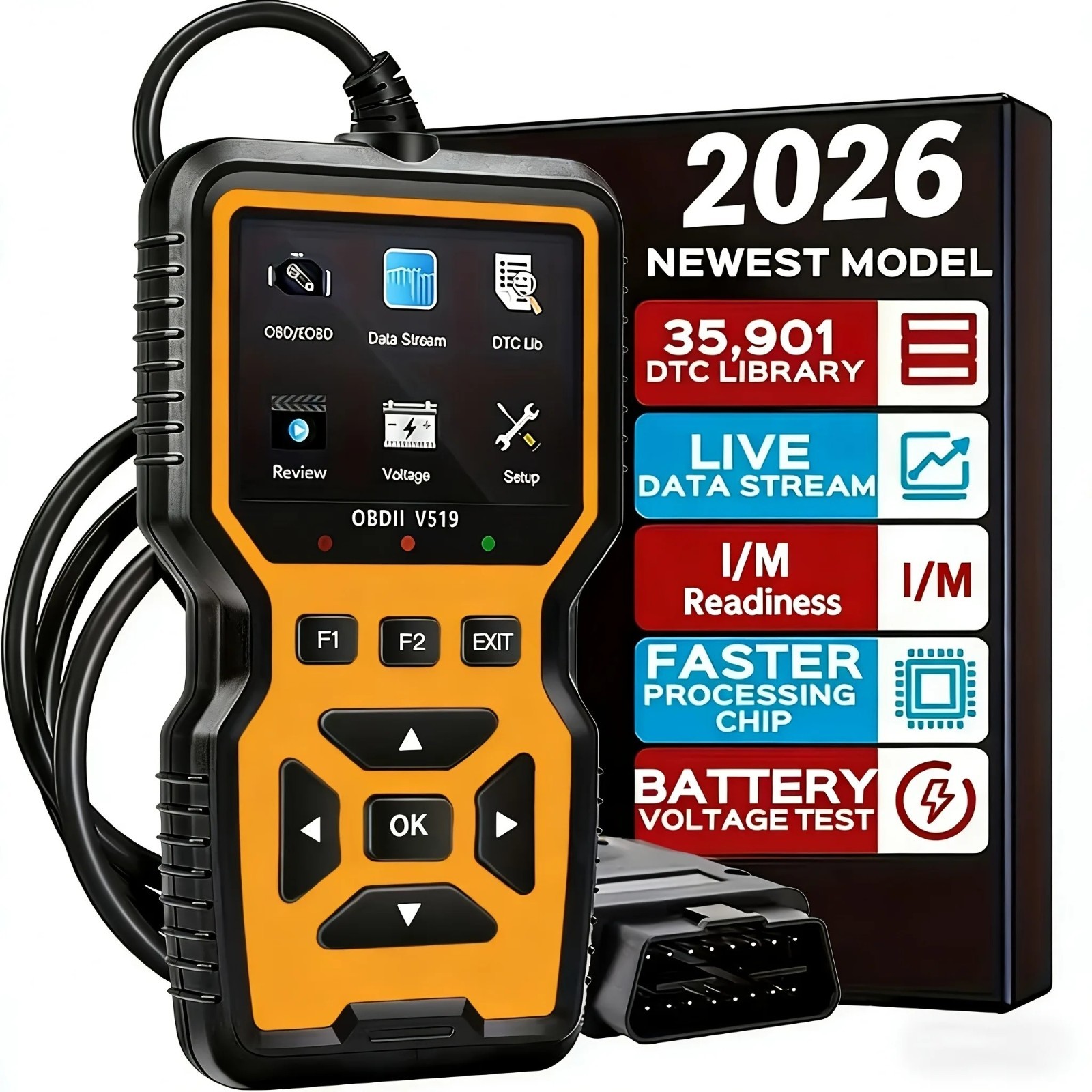 Jexiwe V519 Professional OBD2 Scanner, USB-Powered Diagnostic Tool