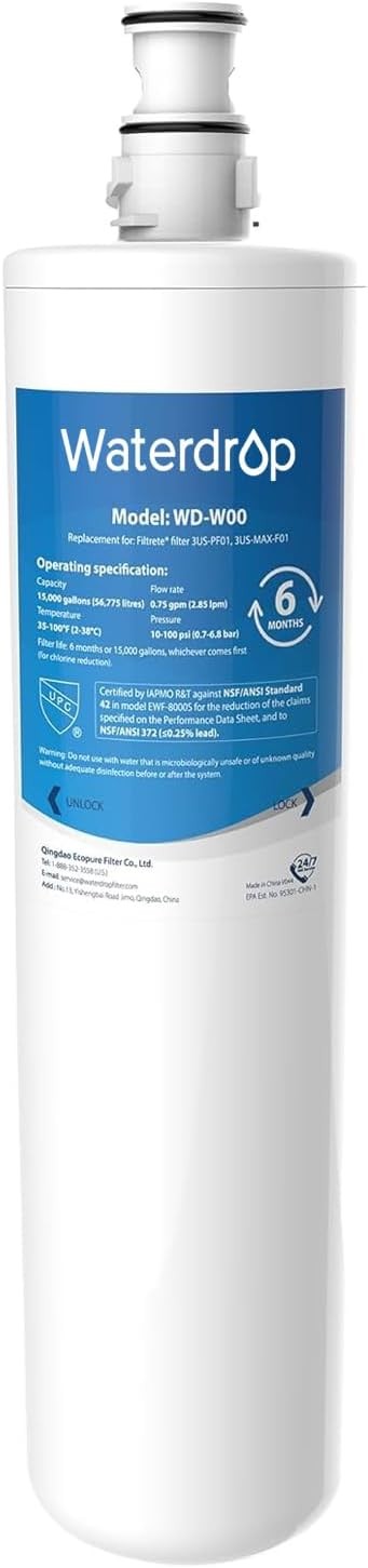 Waterdrop Under Sink Water Filter, Replacement for Filtrete® Advanced 3US-PF01