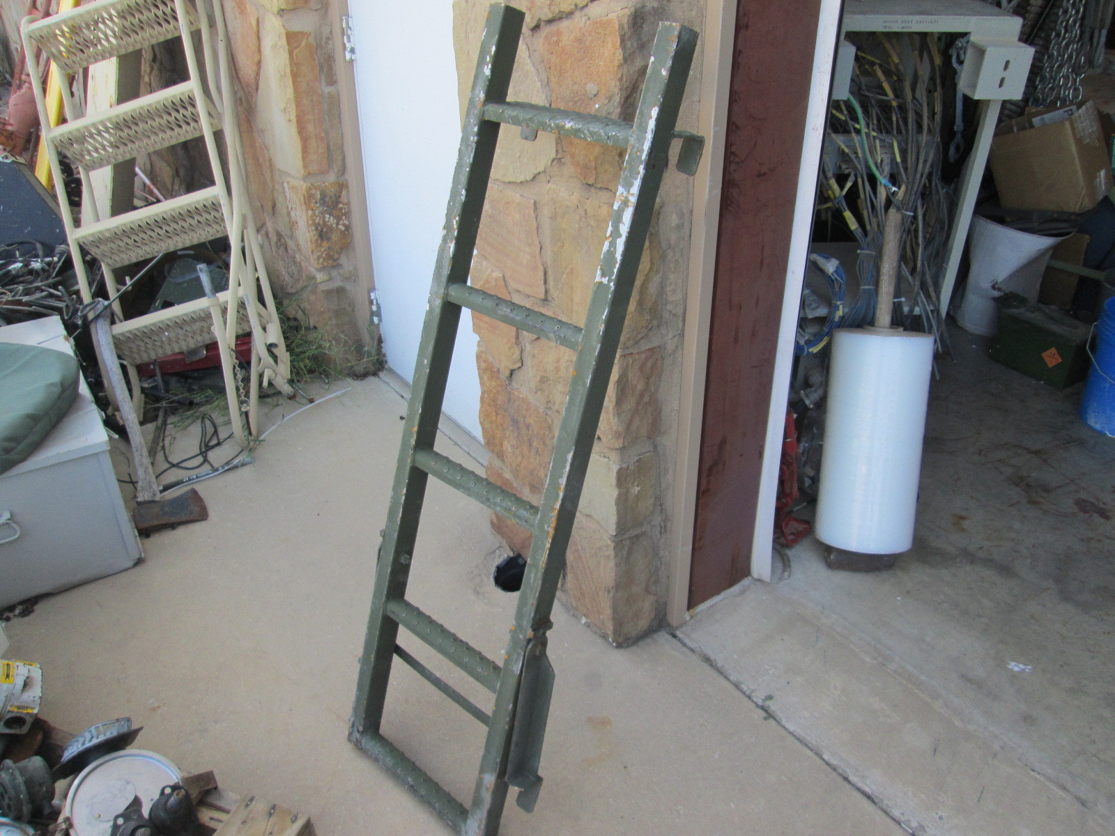56" Steel Boarding Ladder w/Folding Leg, NOS w/Scuffs & Dings Military Vehicle