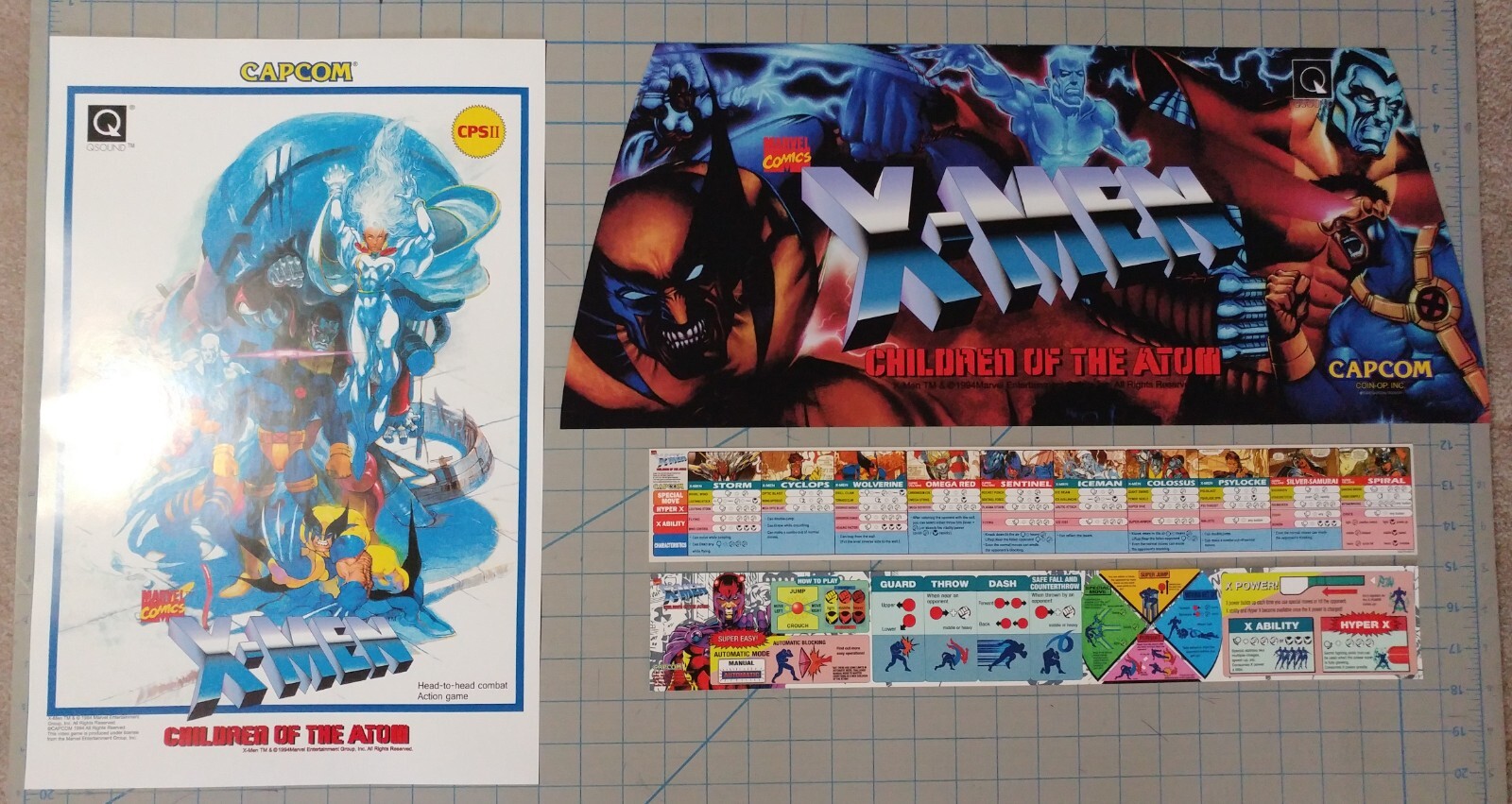 (Backlit) Capcom X-men Children of the Atom Art set for Sega Blast City Jamma