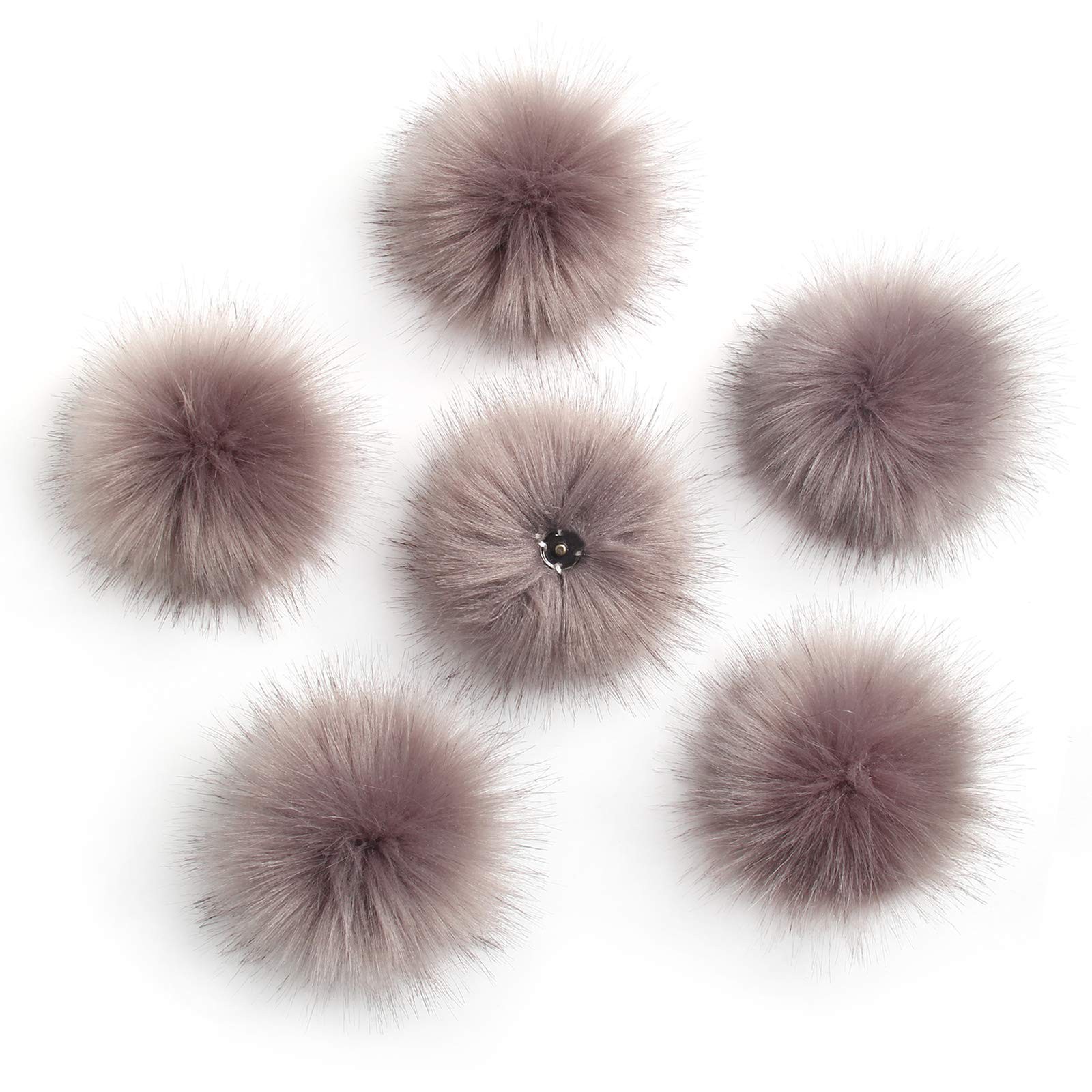 Pack of 6 Detachable Faux Fox Fur Pom Poms for Hats with Snap 4.3inch/11CM DI...