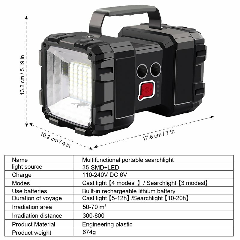Super Bright LED Searchlight Rechargeable Handheld Spotlight Flashlight Portable