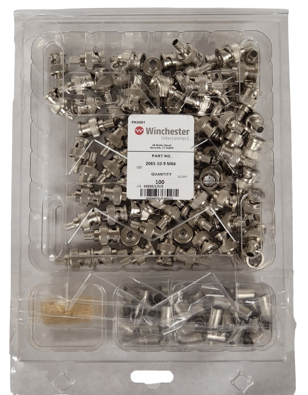 NEW (100 PACK) 2065-10-9 M66 BNC Winchester Crimp Connector Belden 1694A 1695A