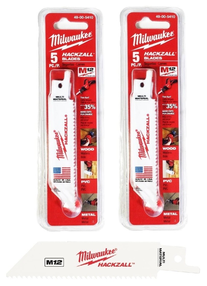 2 New 5-Packs Milwaukee 49-00-5410 Multi-Material 4" Hackzall Blades