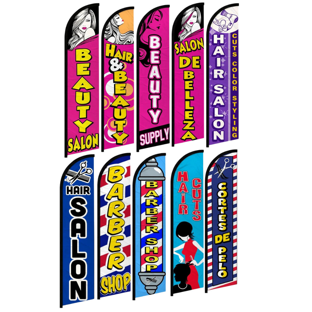Barber Shop Windless Full Sleeve Business Flags Hair Salon Hair Cuts Beauty