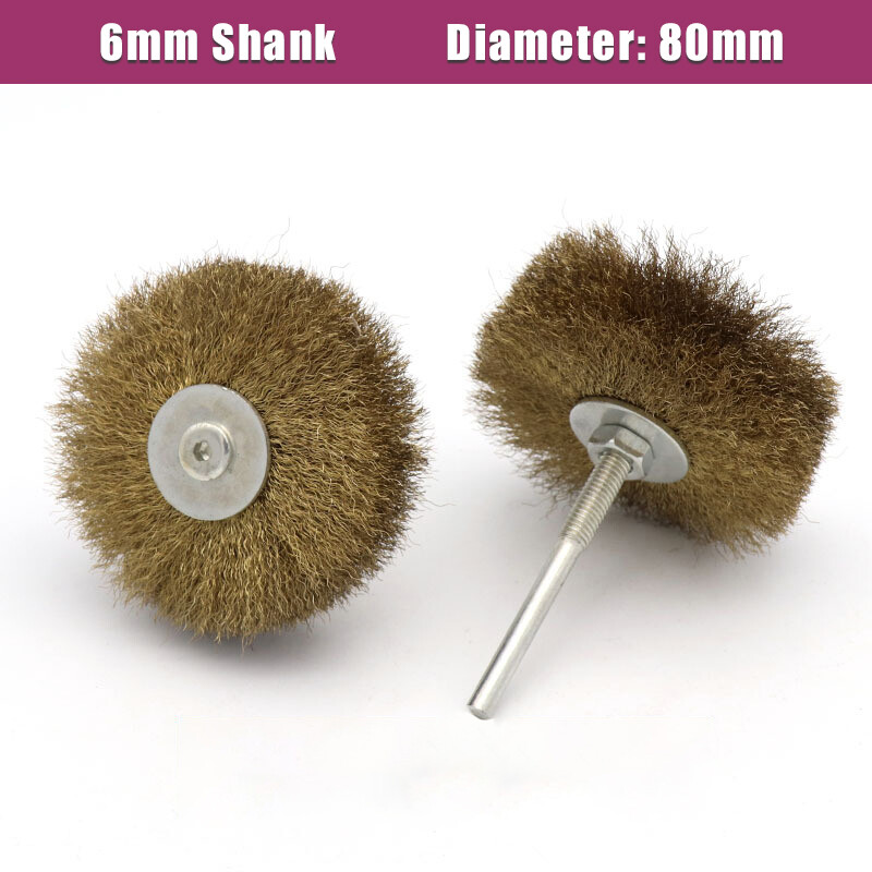 6mm Shank Stainless Steel Wire Grinding Head Copper Plated Wire Polishing Brush