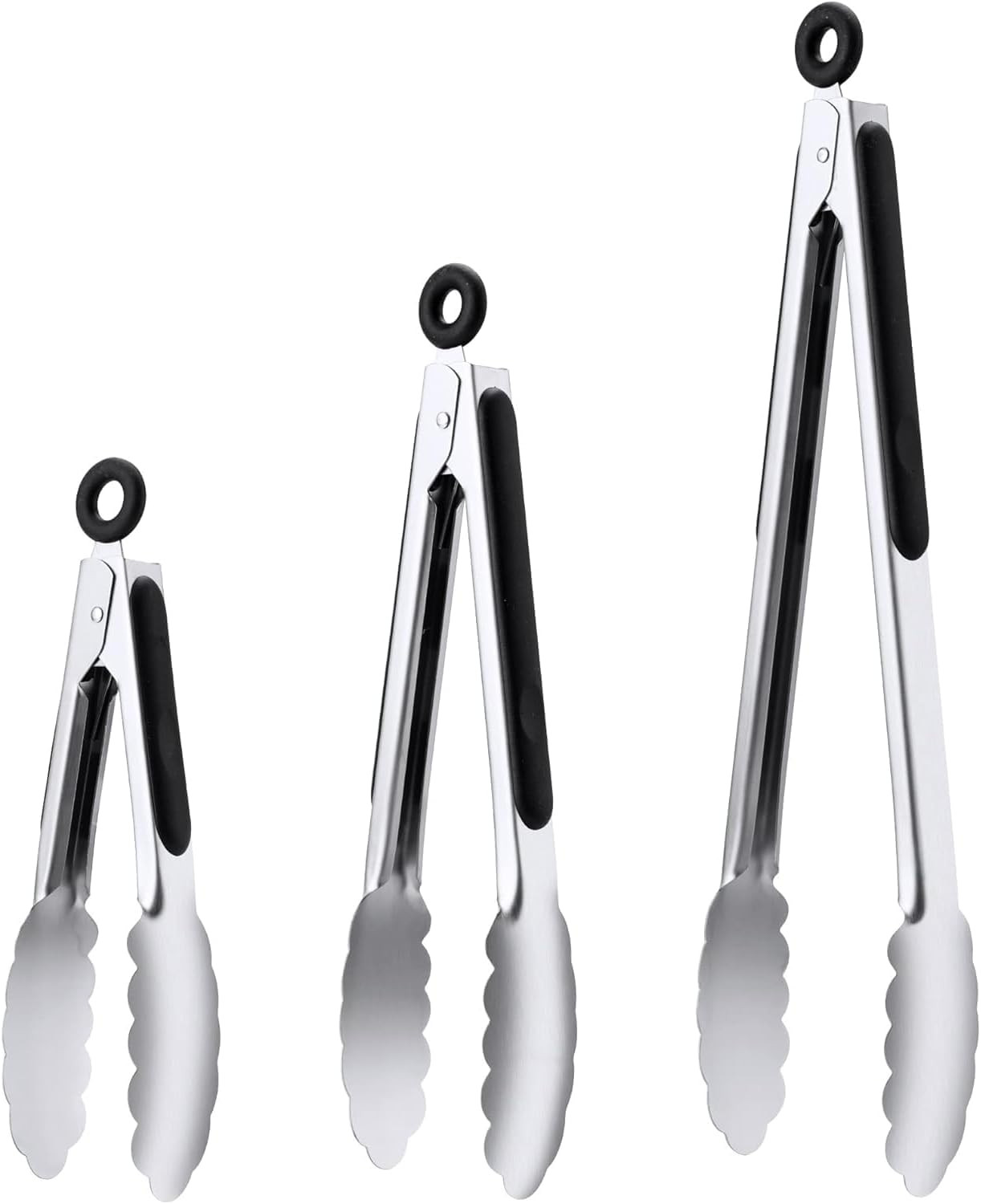 7/9/12 Inch Kitchen Tongs Set, Stainless Steel Cooking Tongs (7"+9"+12") | For C