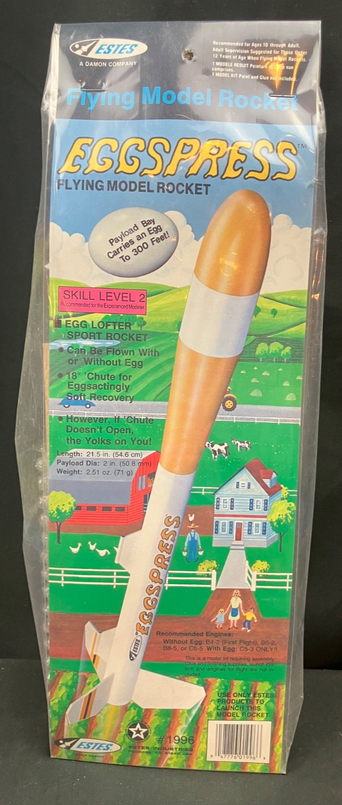 Magnificent Egglofting Estes Eggspress Flying Rocket Kit #1996 - Sealed