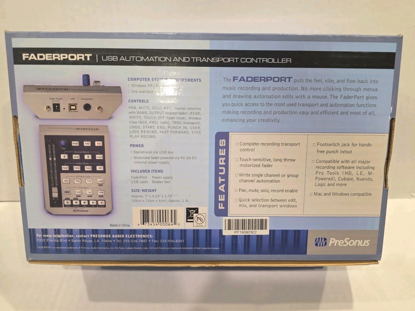 PreSonus FaderPort - USB Automation & Transport Controller