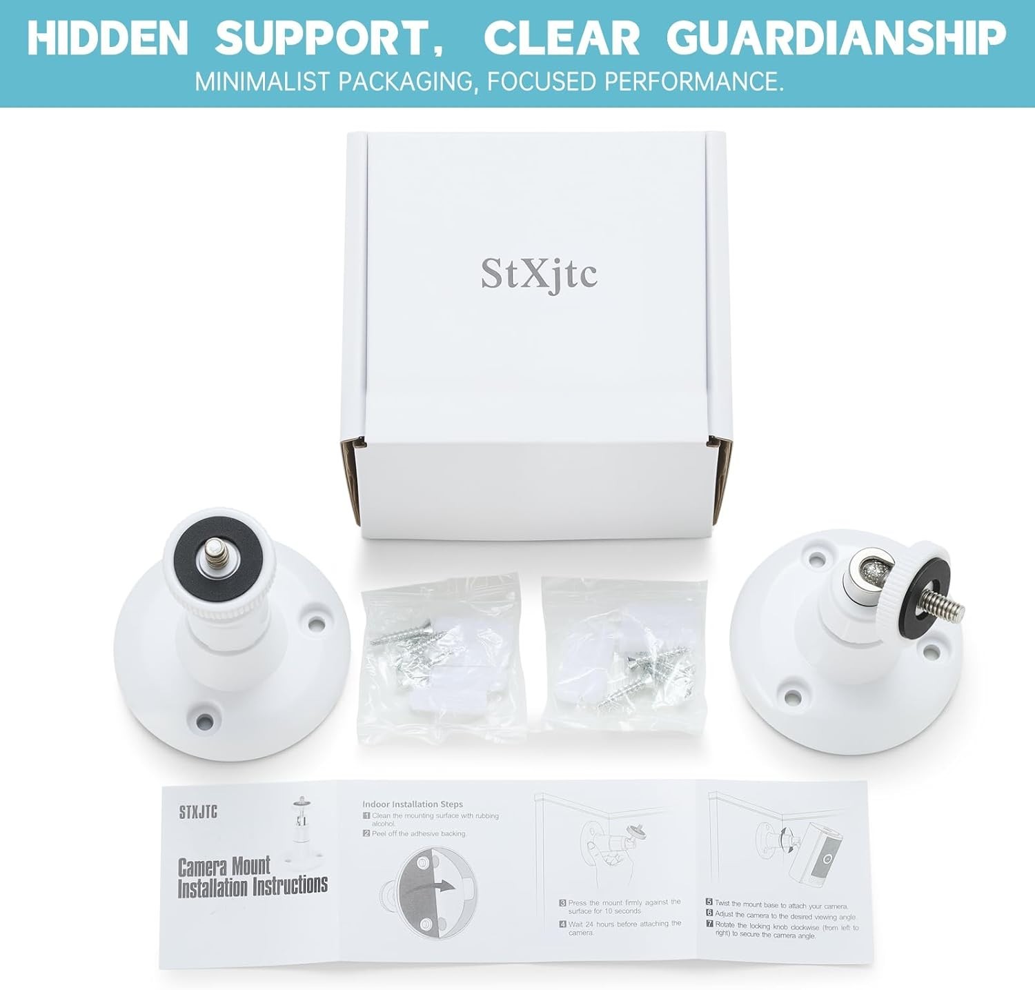 Adjustable Weatherproof Camera Mount for Ring - 2 Pack with No Drilling Required