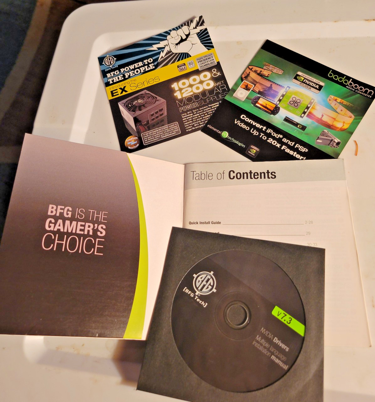 BFG Tech PC Software Quick Install Guide and Installation CD V7.3 NVIDIA Drivers