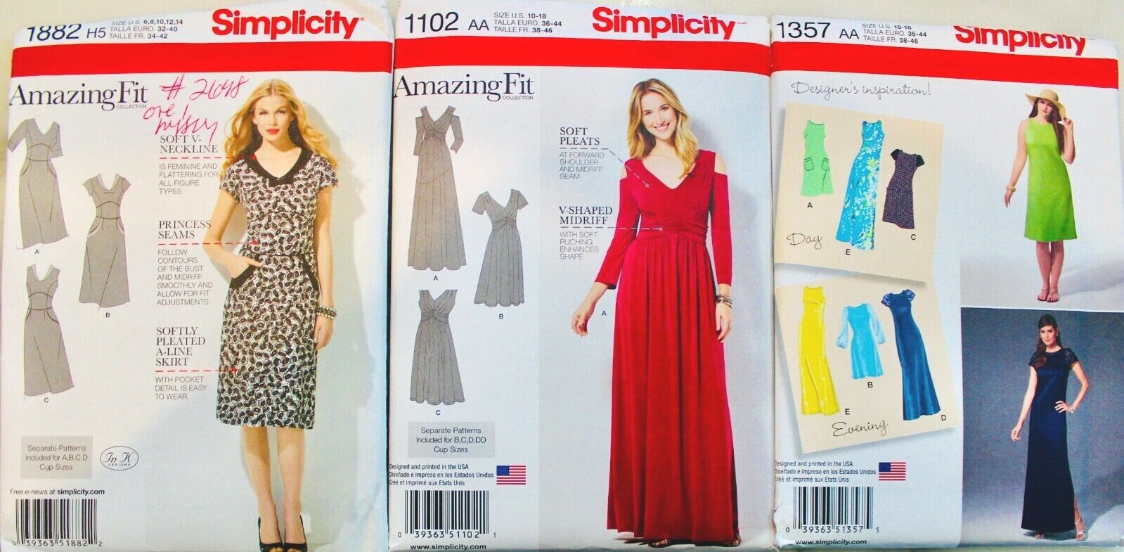 U PICK! Simplicity DRESS Patterns Amazing Fit Cynthia Rowley, Project Runway  UC