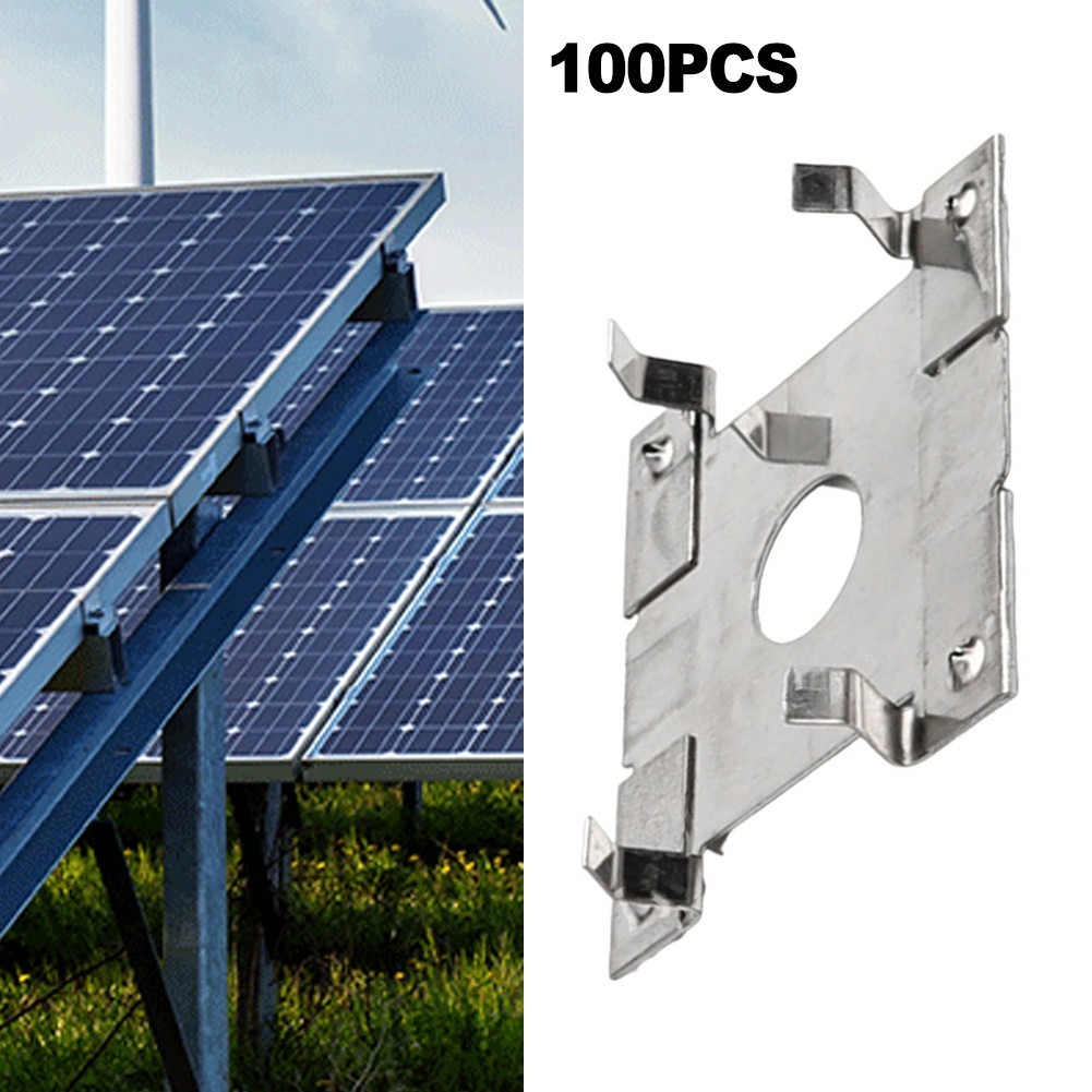 100pcs Grounding Conductive Sheet Gasket Solar Panel Cable Clamp Grounding Clip