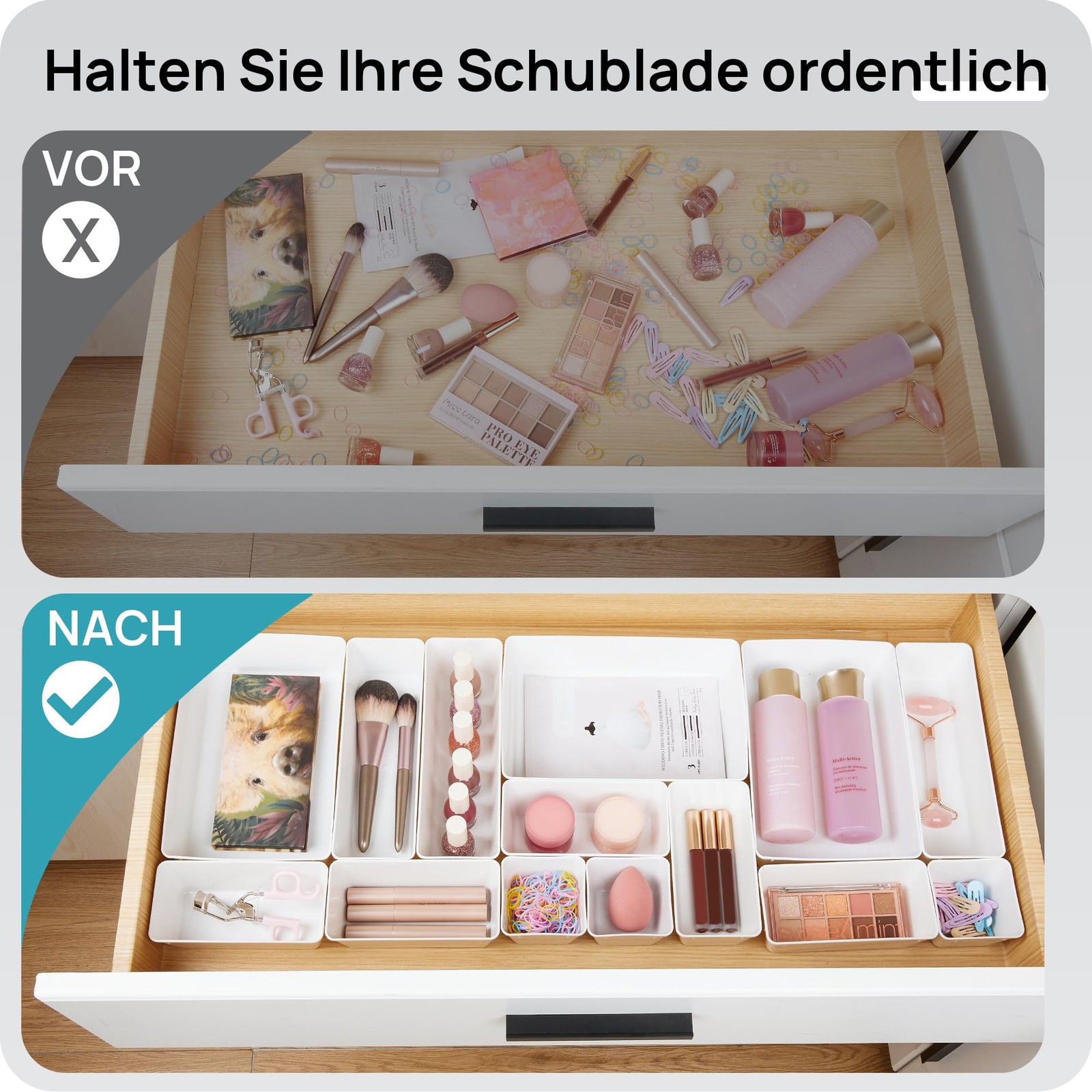 Vtopmart 25 PCS Plastic Drawer Organizers Set, 4-Size Versatile Bathroom and ...