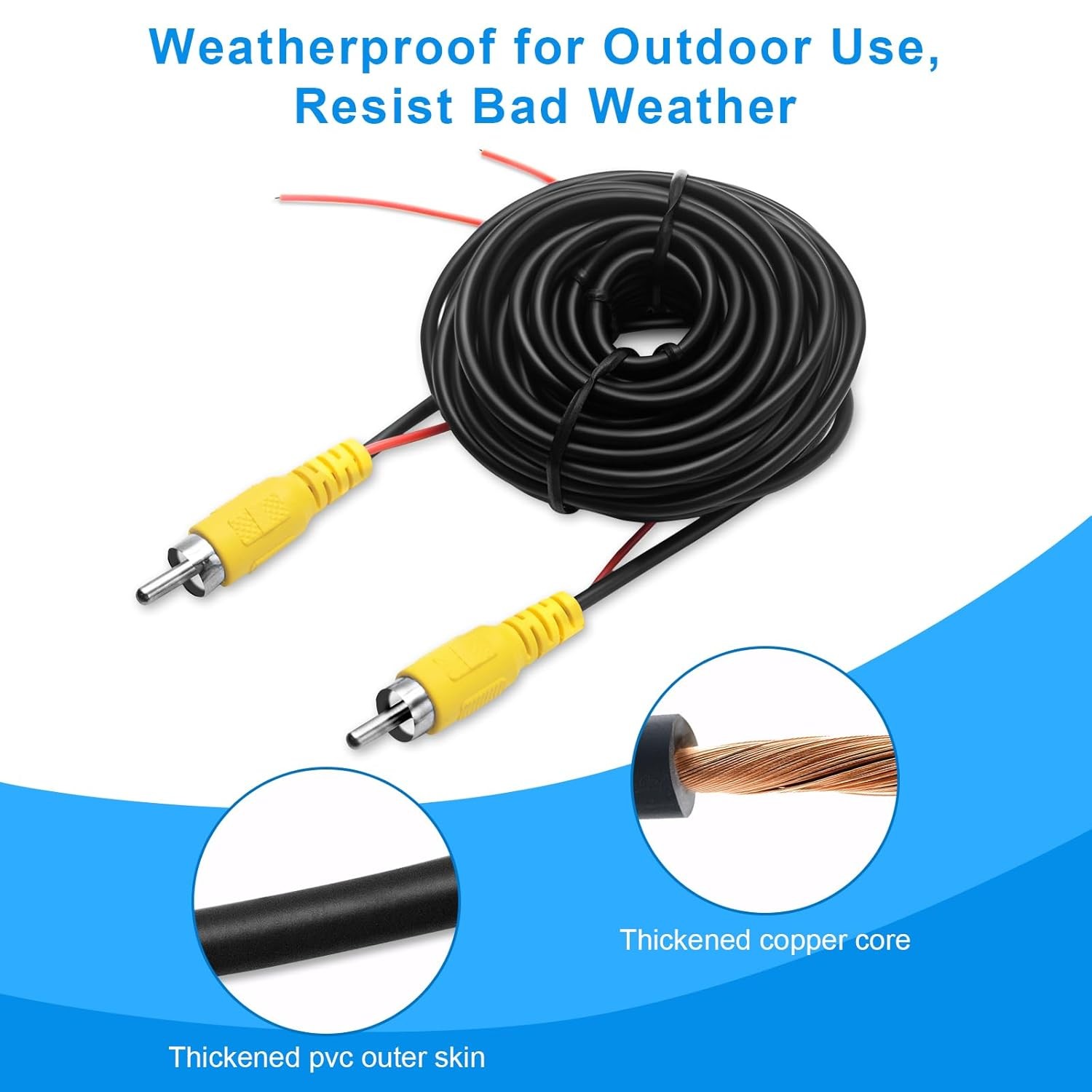 Professional Upgraded Double-Shielded RCA Video Cable for Monitor and Backup...