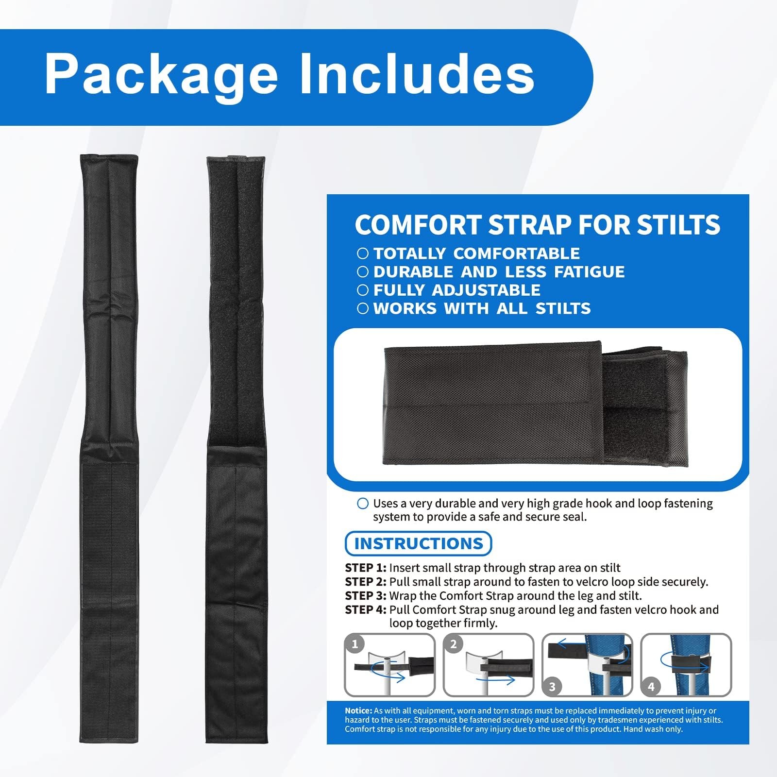 Drywall Stilt Straps for Pressure Relief and Leg Support (2pcs)