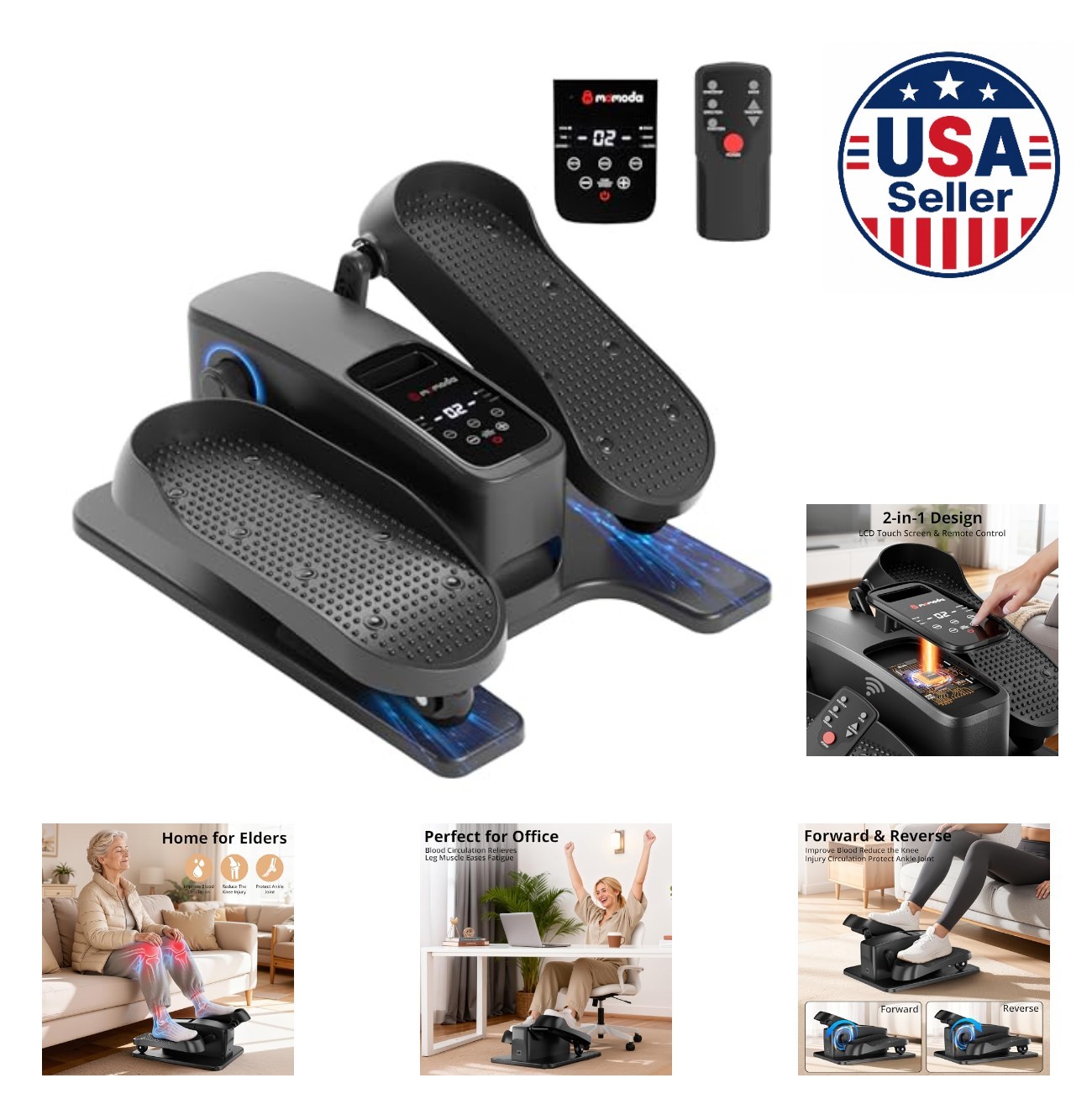 Under Desk Elliptical Machine 2 in 1 Electric Seated Pedal Exerciser 12 Preset