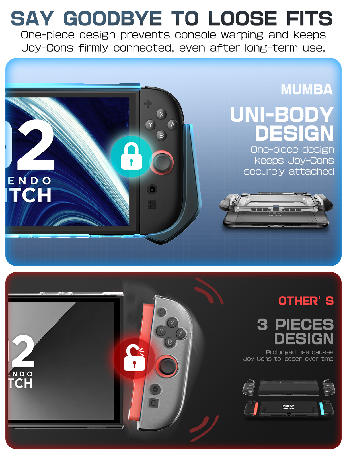 Mumba Full Protection Dockable Case For Nintendo Switch 2 (7.9") TPU Grip Cover