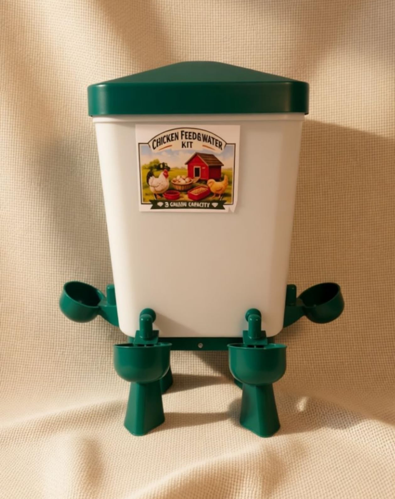 Chicken Feeder and Waterer Set, 3 Gallon/16 LB Automatic Poultry Feeding System