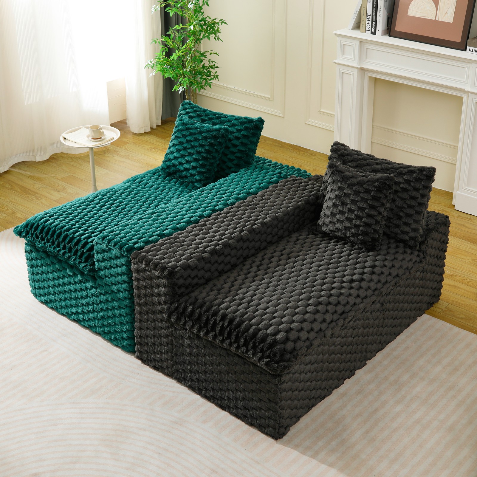 Luxury Color-Block Turtle Velvet Multifunctional Sofa - Arrangeable in Single