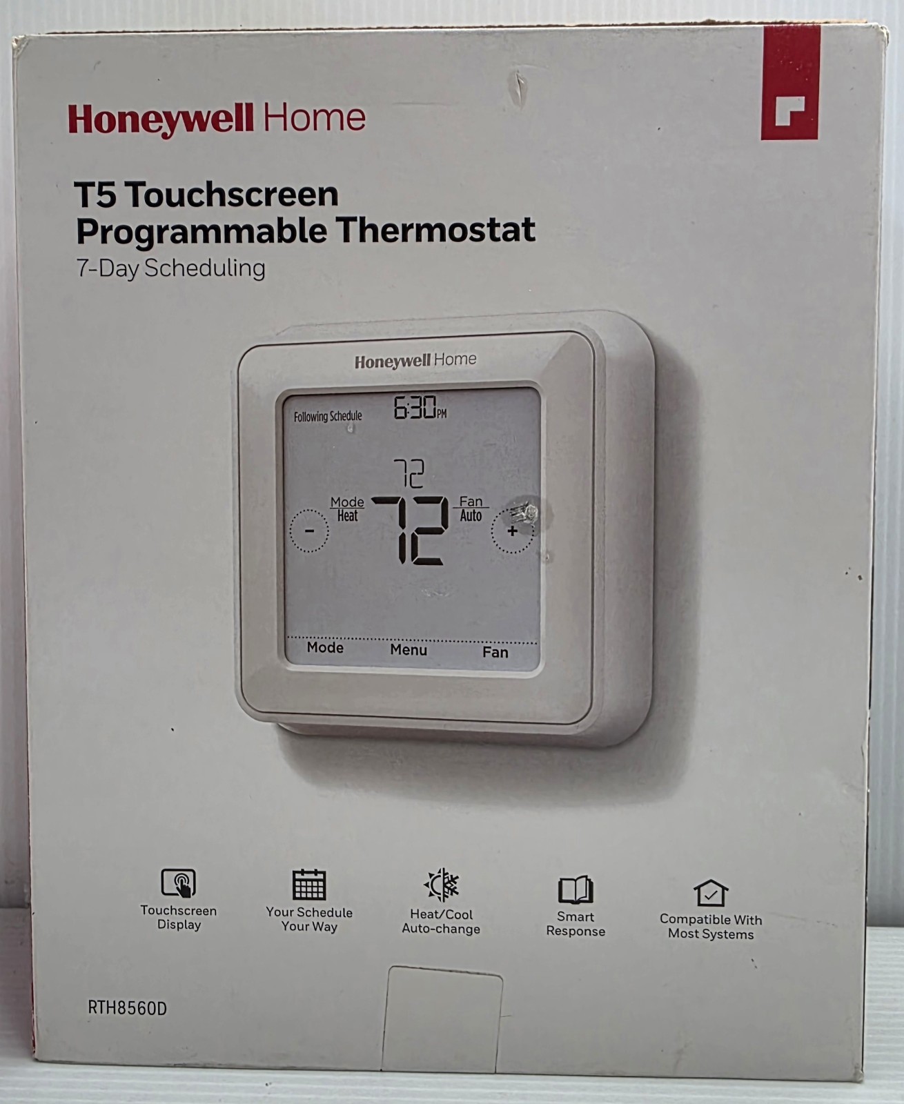 HONEYWELL HOME RTH8560D T5 7-DAY PROGRAMMABLE THERMOSTAT TOUCHSCREEN DISPLAY