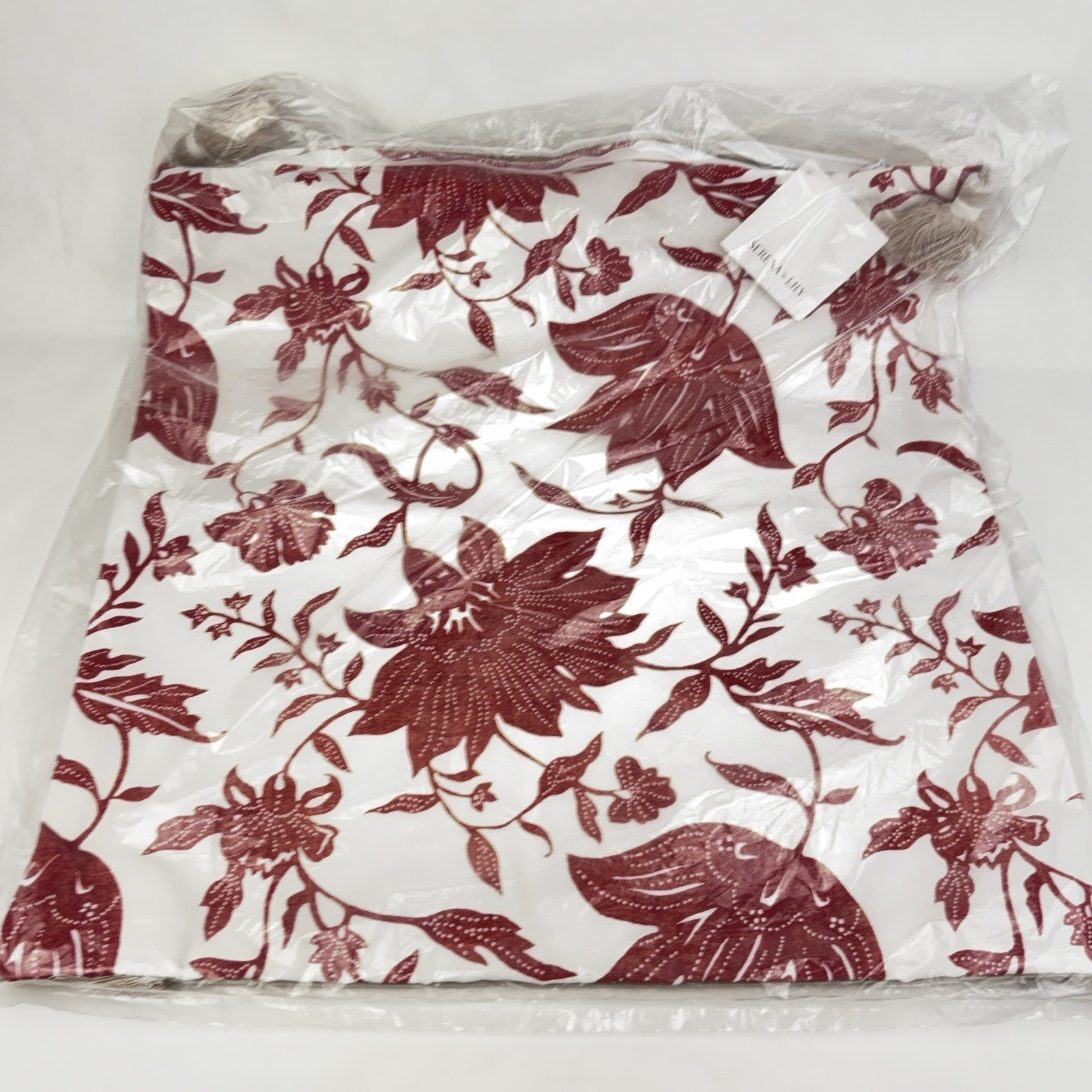 Serena & Lily Deauville Poppy Red 20" Square Pillow Cover w/Tassels NIP