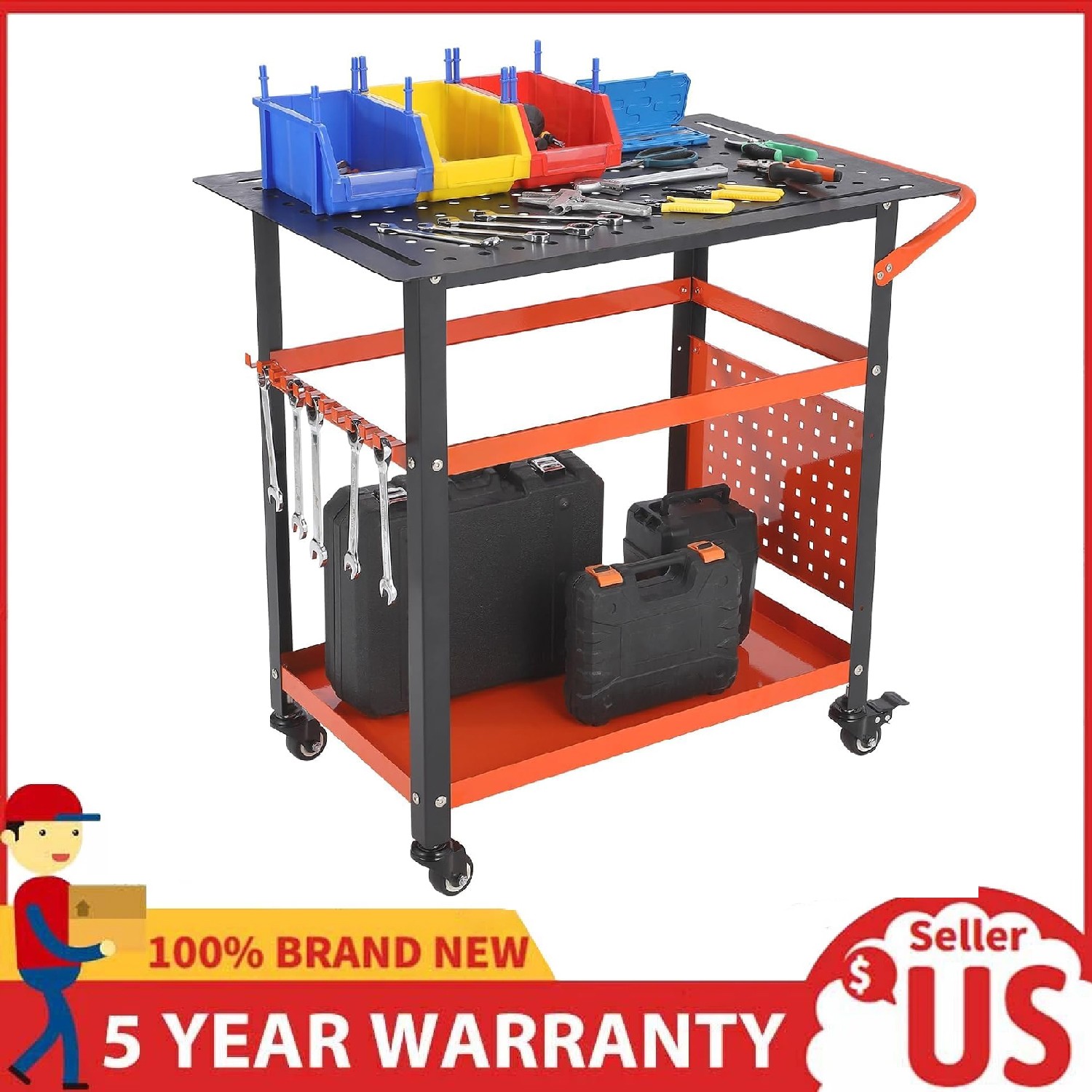 36"x24" Welding Table ,600LBS Heavy Duty Steel Welding Workbench with 5/8" Holes