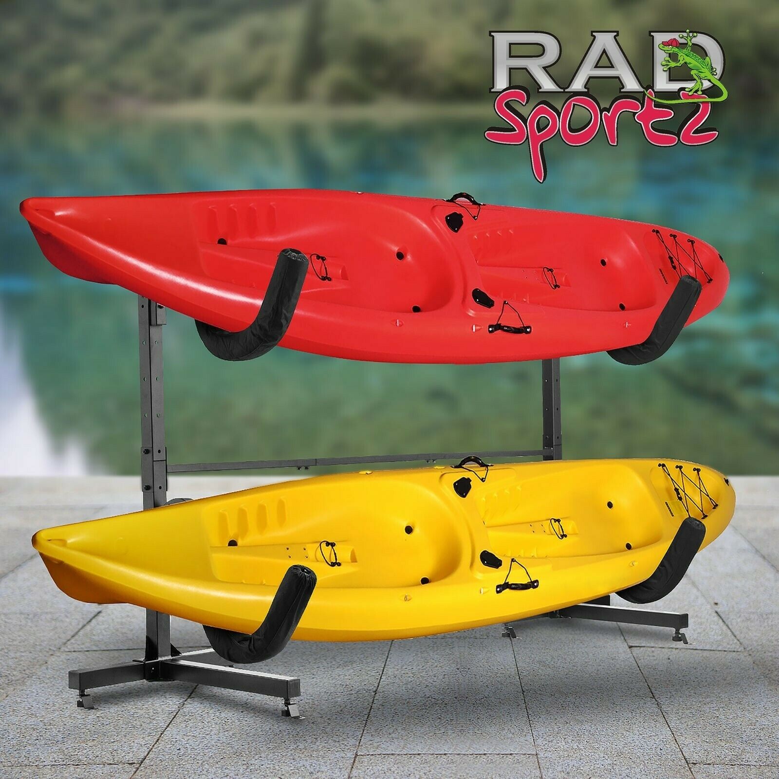Freestanding Heavy Duty Kayak Rack Holds 2 Paddleboards Indoor Outdoor Dual