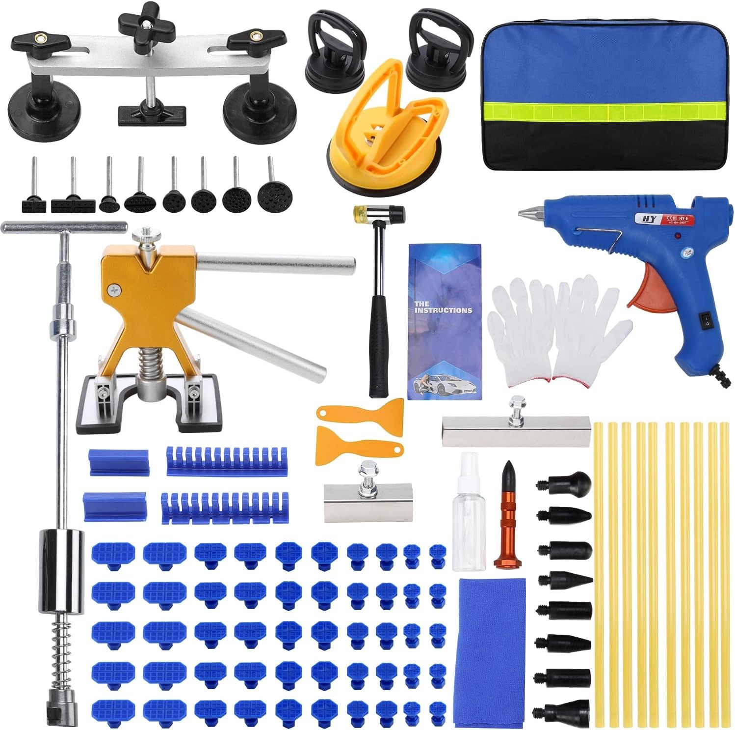 97-Piece Auto Body Dent Repair Tool Kit, Includes Gold-Finish Screwdriver