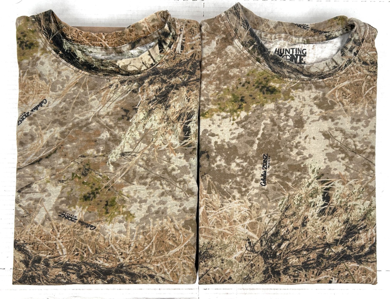 Lot of 2 Hunting Camo Cabella's Hunting Zone T-Shirts Size L Long Sleeve