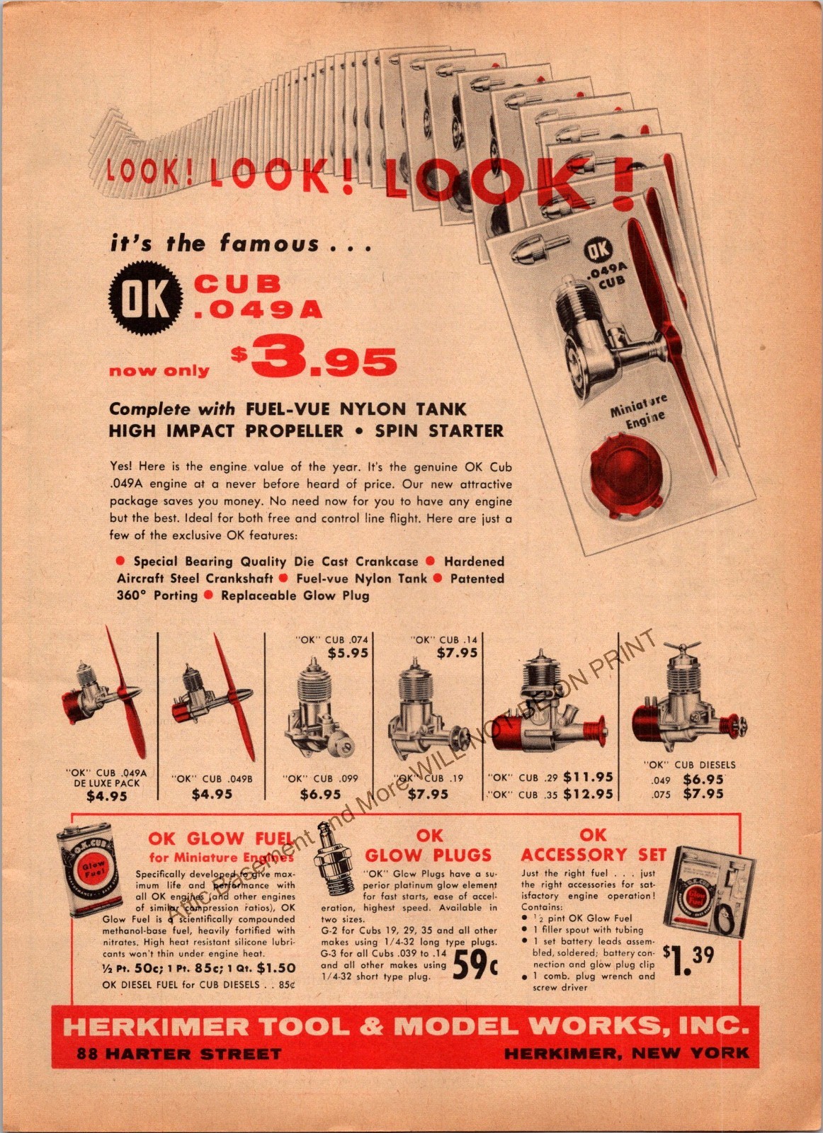 Herkimer Cub .049A OK Engines Print Ad Wall Decor Ephemera 1958
