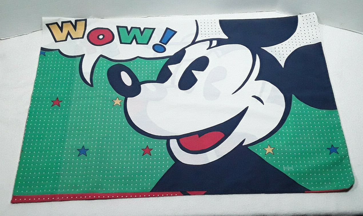 Vintage Pillowcase Disney Mickey Mouse Standard Gosh Wow Cartoon Lot of 2
