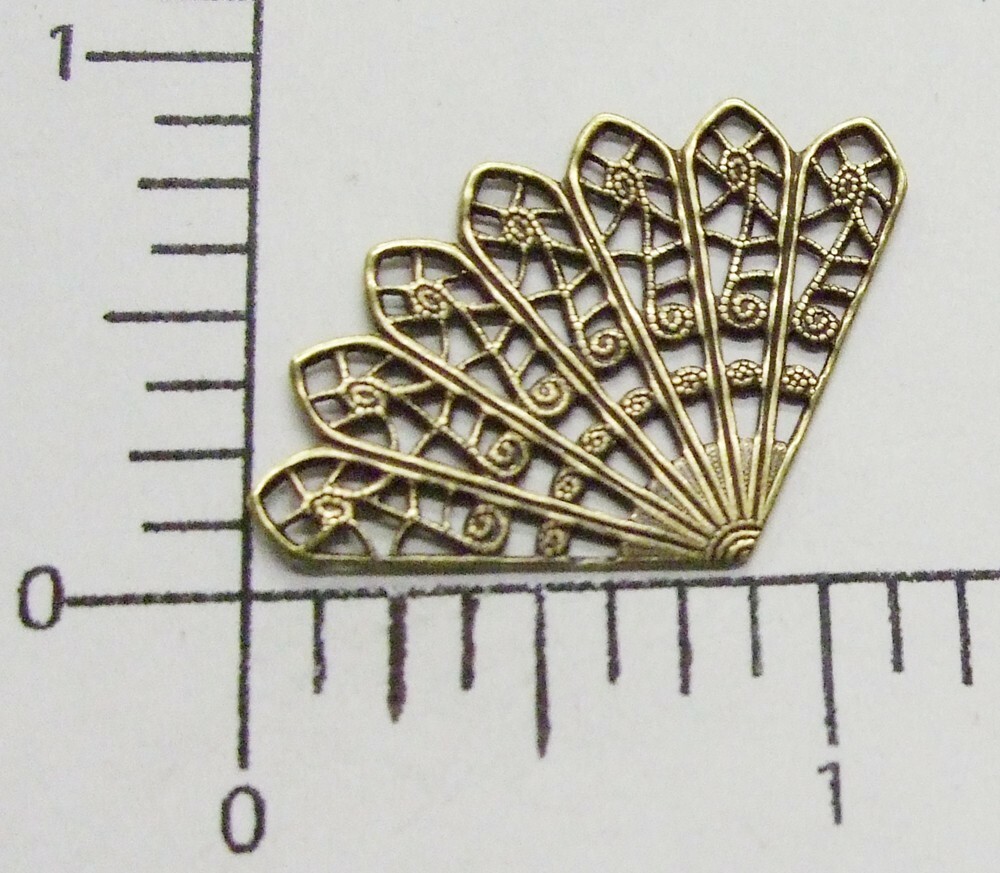 20703         2 Pc.- Brass Oxidized Fan Filigree Jewelry Finding