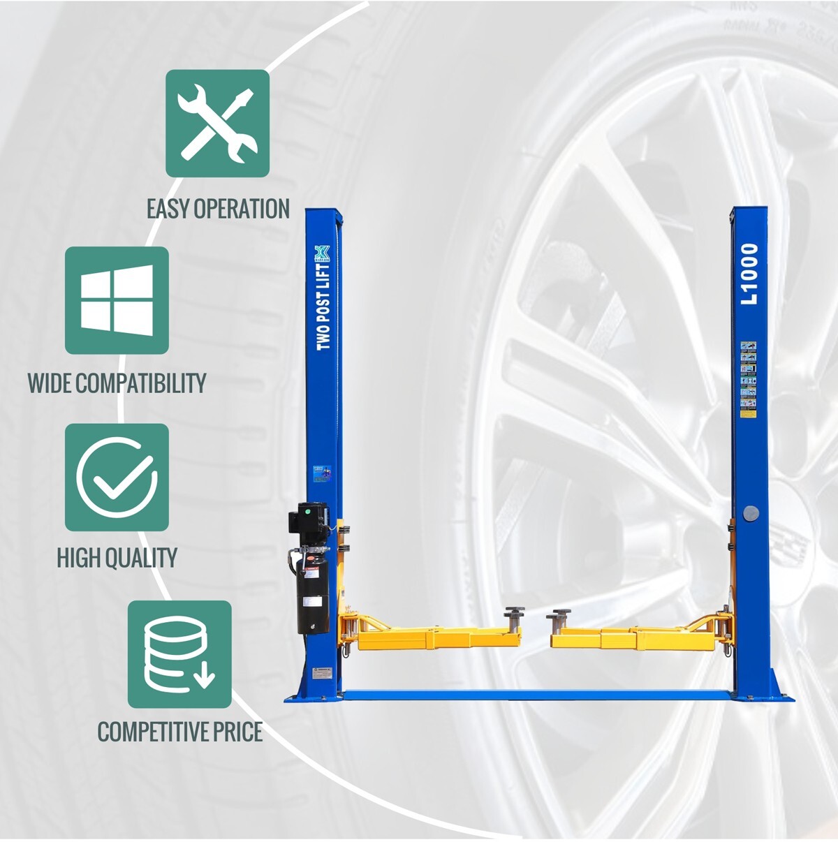 L1000 Two Post Car Lift 10000Lbs Hydraulic Auto Hoist Garage Vehicle Repair Tool