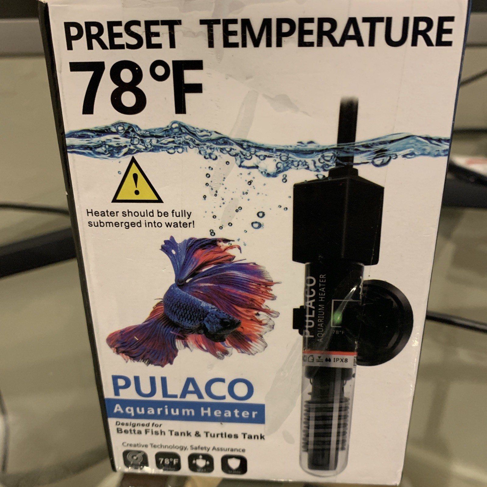 Pulaco PL-168 Black 78°F Preset Temperature IPX8 Aquarium Heater NEW Free Ship