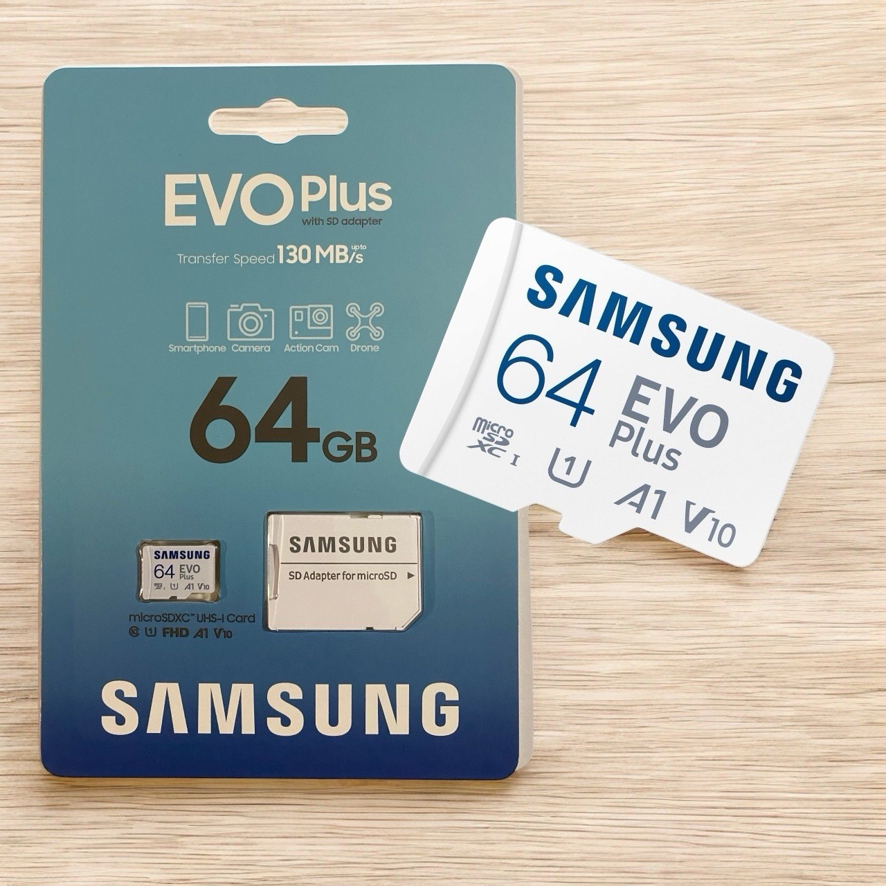 Samsung EVO Plus 64GB microSDXC UHS-I A1 V10 Memory Card + SD Adapter 130MB/s