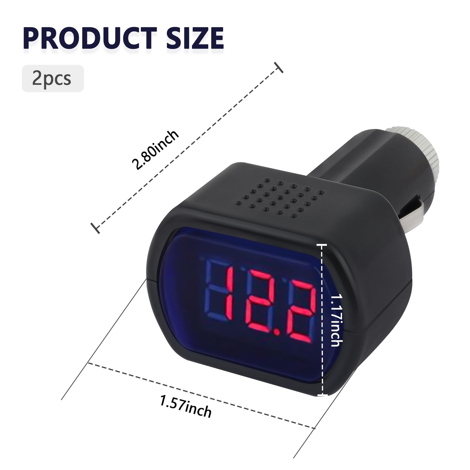 Car LED Cigarette Lighter Voltage Meter,Digital Display Battery 2PCS